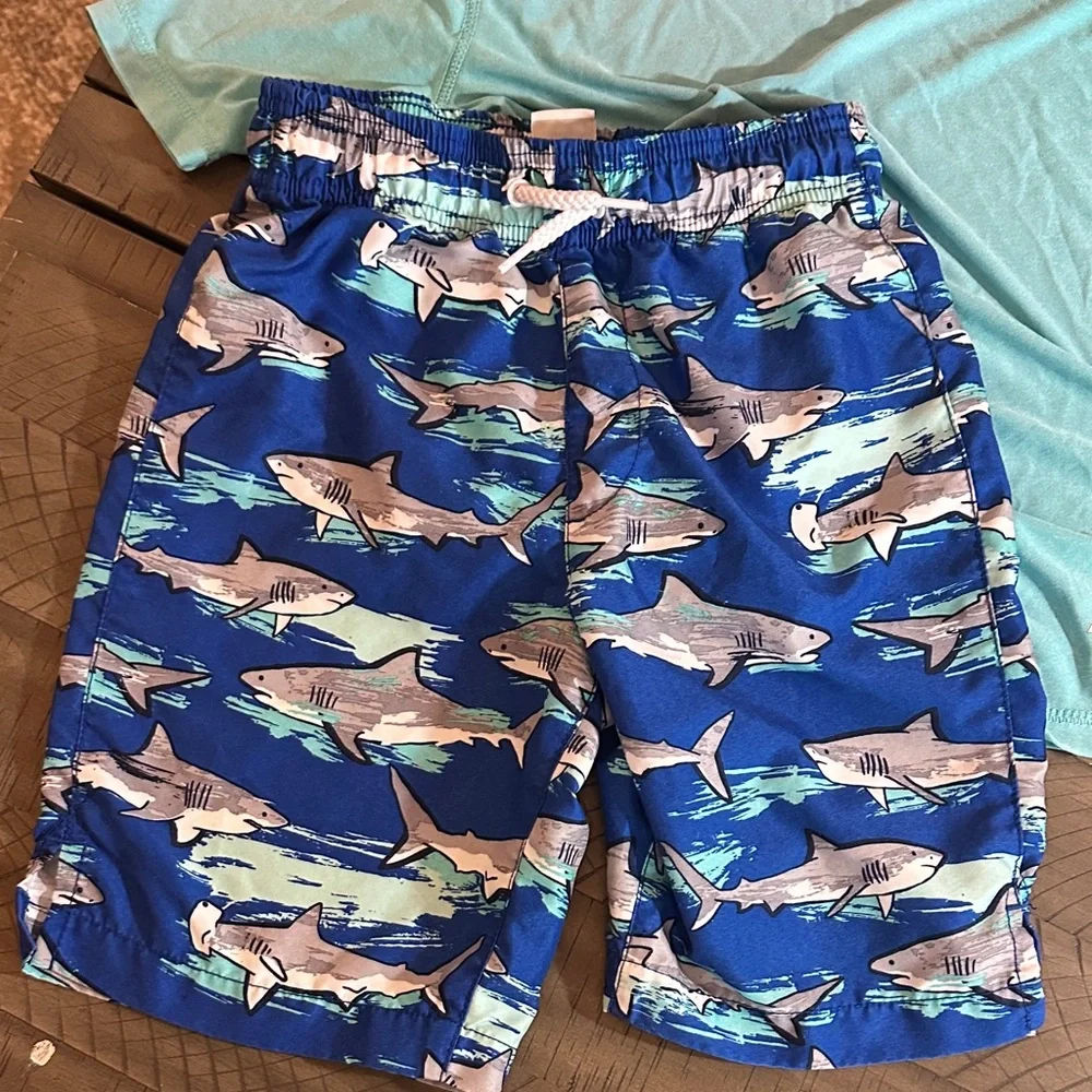 Set Bathing Suit and Rash guard Swim Shirt SPF Aqua and Blue Shark